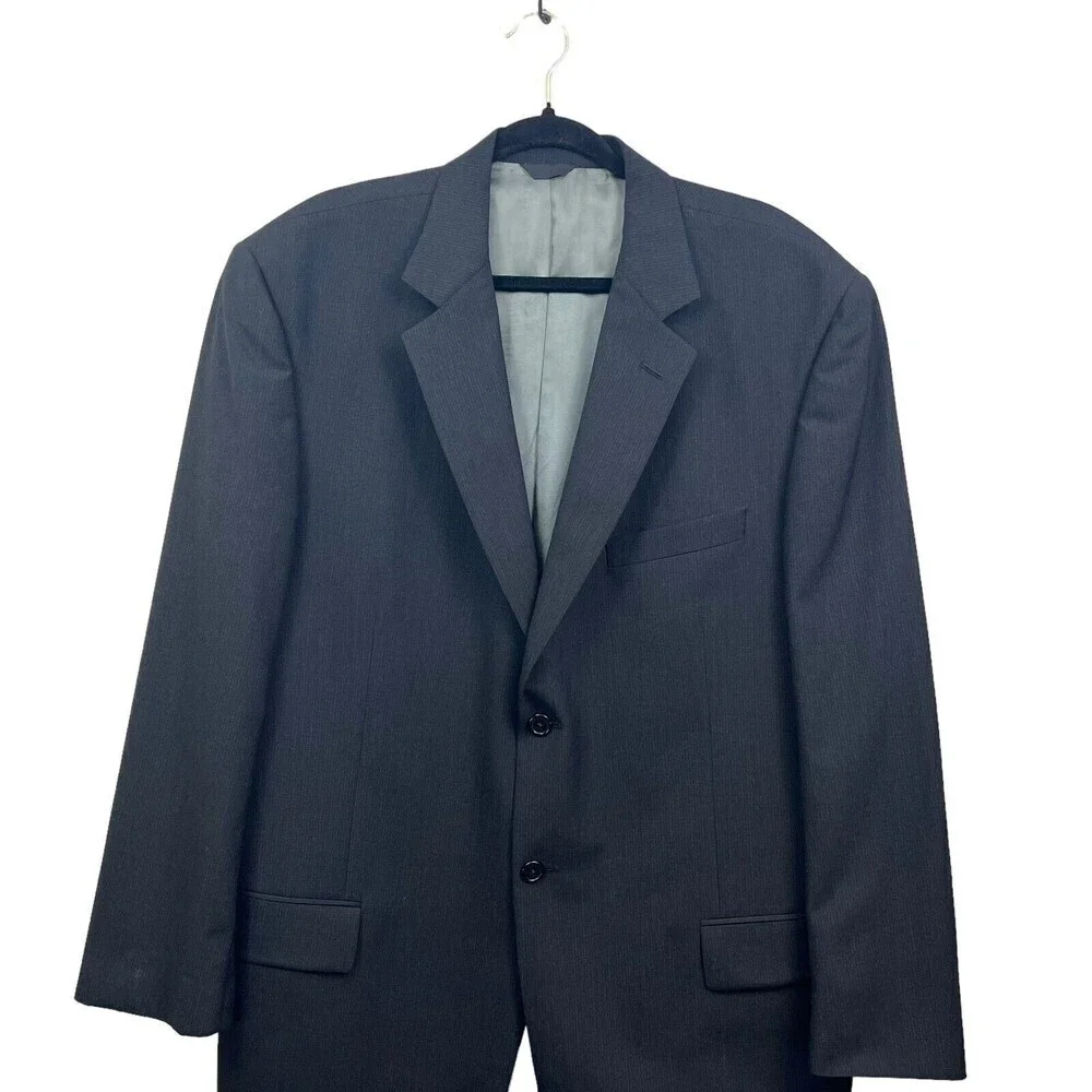 Yve St Germain Savona Suit Blazer Men Worsted Wool 2 Button Lined Black Size 46L